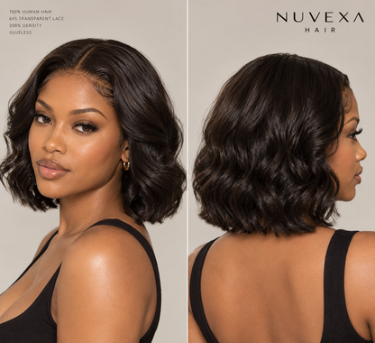 Cutesy - 10" Wavy Short Bob Wig, 100% Human Hair