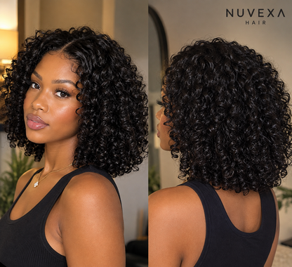Bambie - 10" 13x5 Lace Front Bob Wig, Transparent Lace Jerry Curl