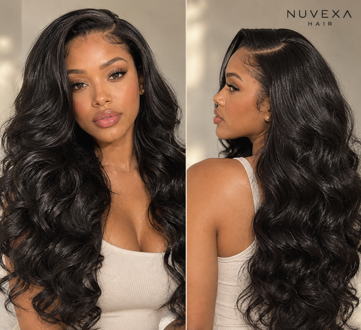 Britteny - 18" 13x6 Wavy Curly Hair Natural Color 100% Cambodian Hair No Glue