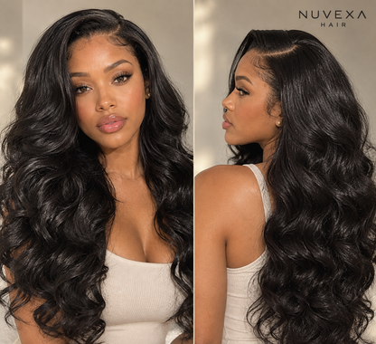 Britteny - 18" 13x6 Wavy Curly Hair Natural Color 100% Cambodian Hair No Glue